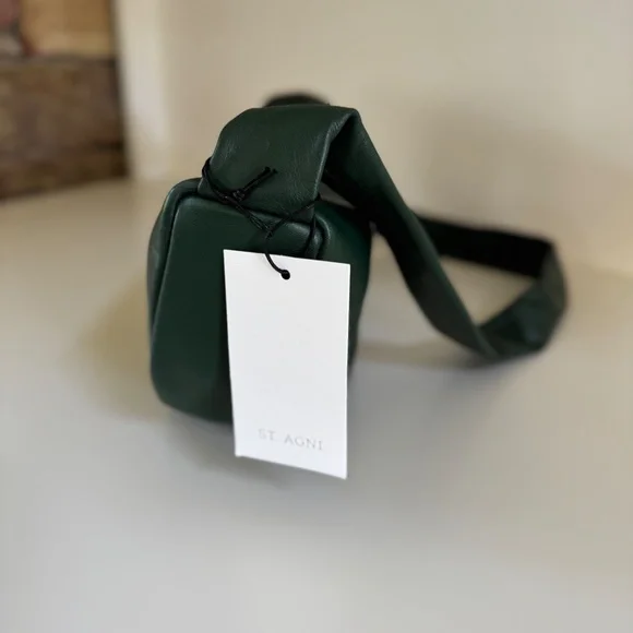 St Agni Soft Leather Crossbody Crescent - Green - Picture 3 of 11